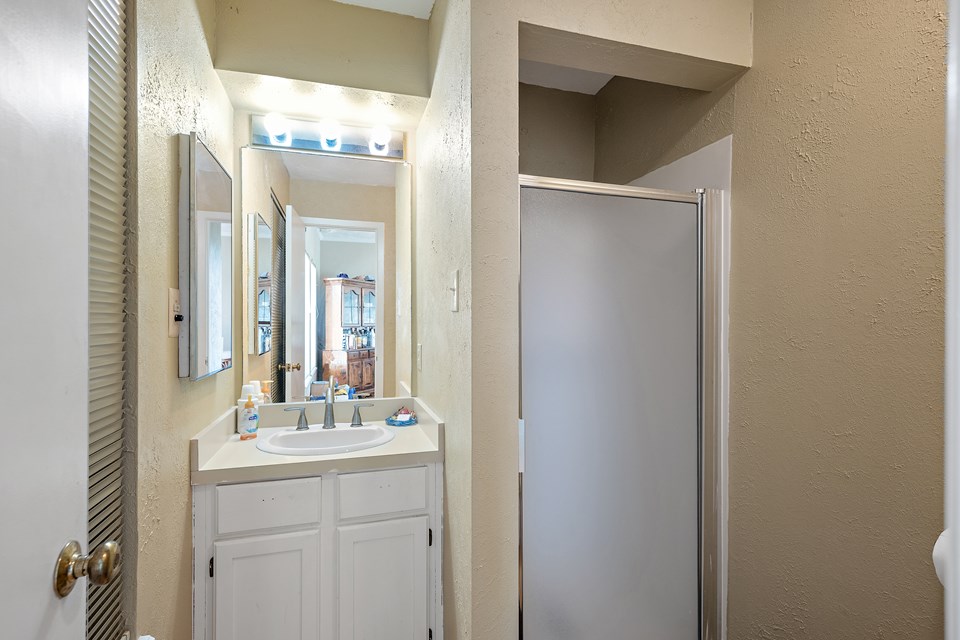full bath downstairs adjacent to the dining area