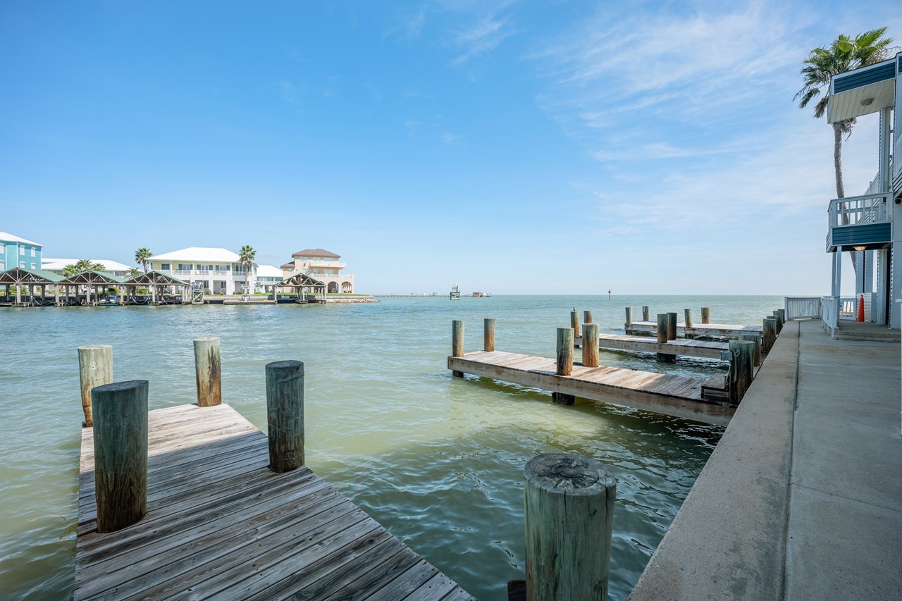 each condo has an assigned boat slip in the harbor