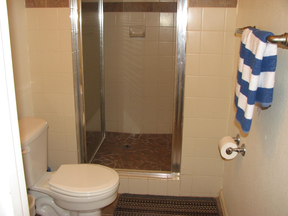 full bath with shower downstairs