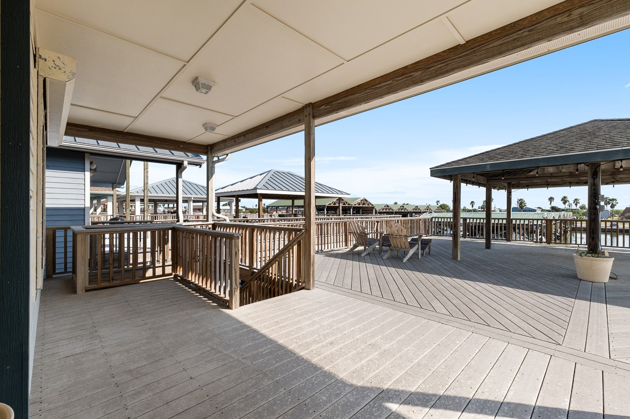 upstairs deck with cabana---what a piece of paradise!